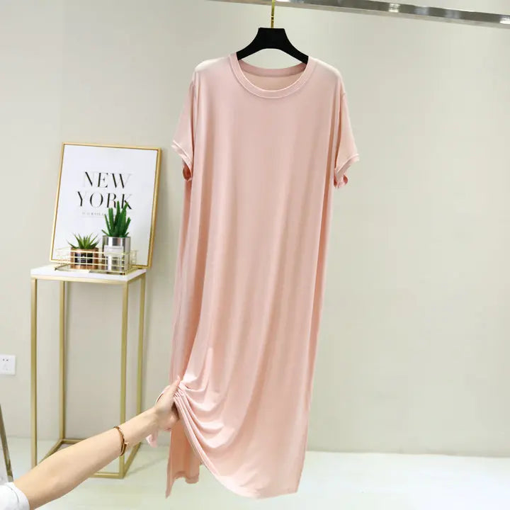 Plus size nightgown women new spring summer long dress modal cotton sleepwear night dress female loose night wear shirt camisola