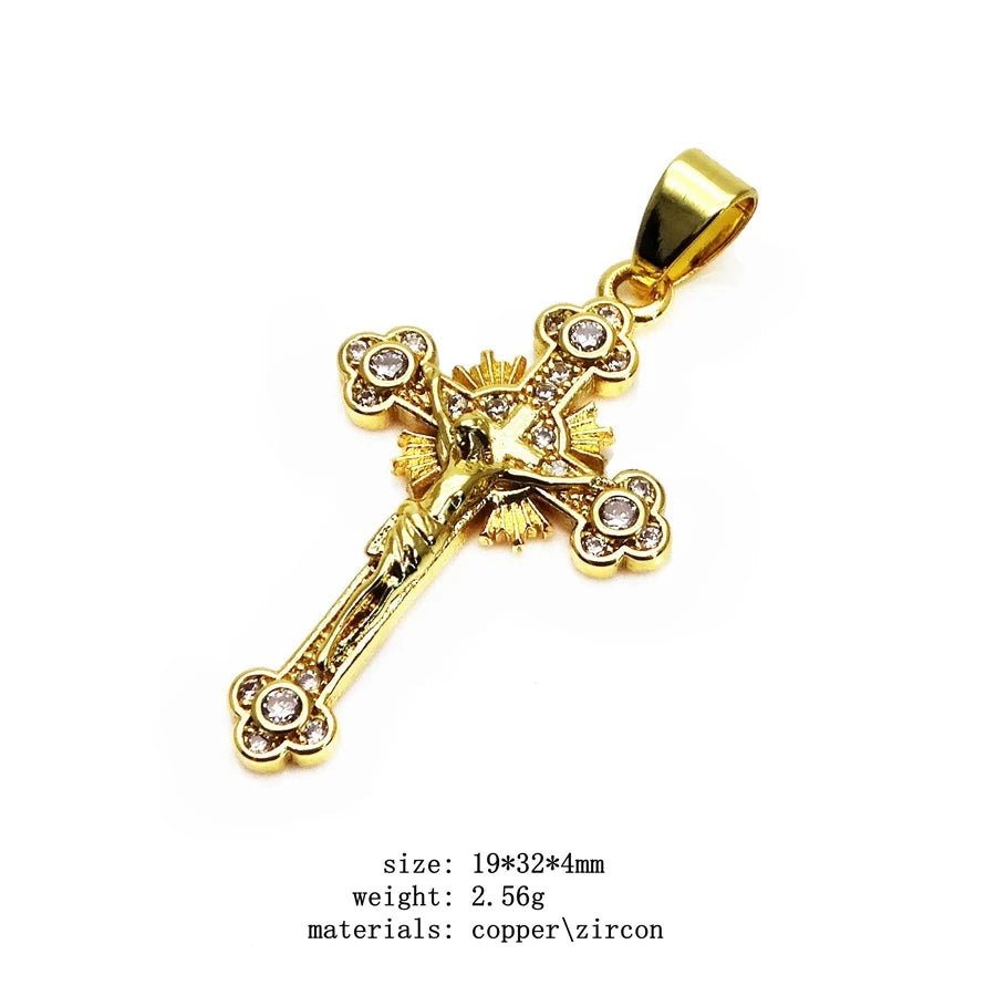 Jesus Cross Micro White Zircon Pendant Crucifix Pendant Contracted Fashion Pendant Necklace Chain Diy Jewelry Accessories