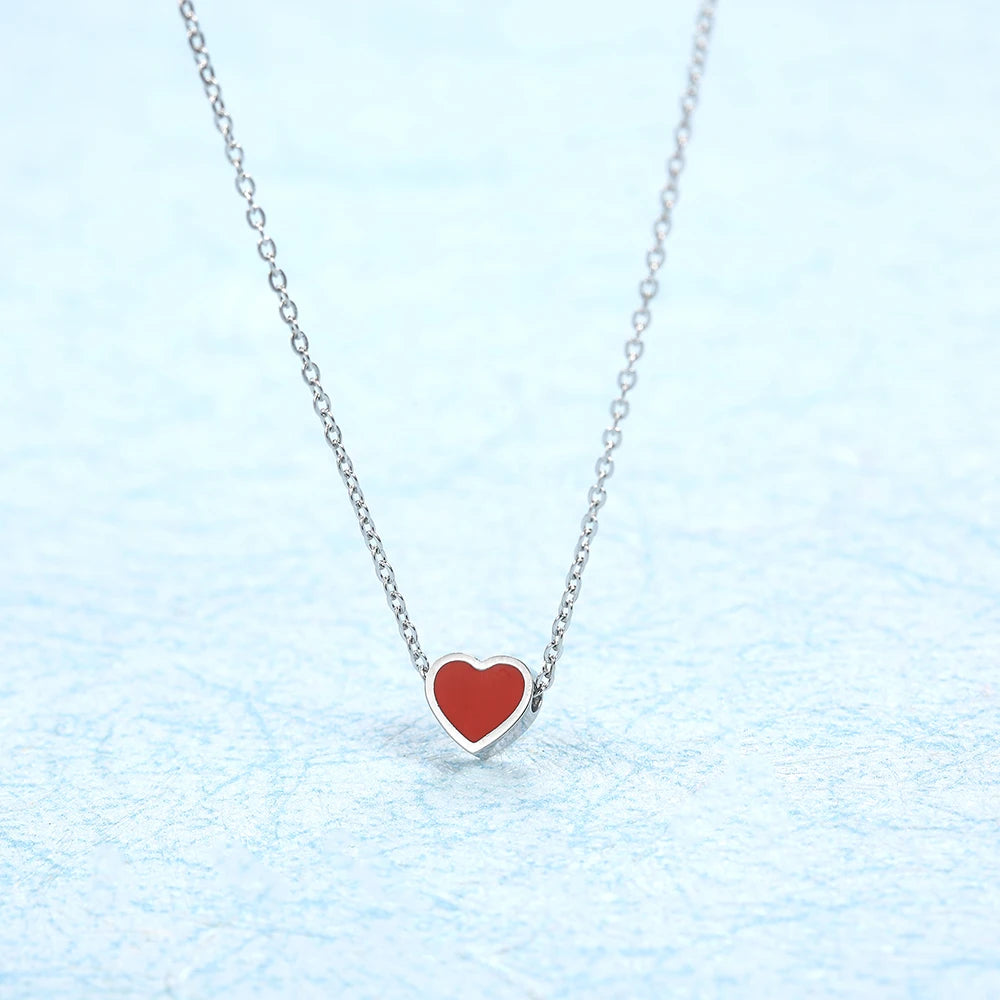 Female 316L Stainless Steel Necklace for Women Color Love Heart Pendant Necklace Heart Charm Necklace Fashion Jewelry Gifts