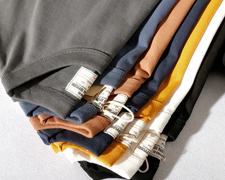 2025 Summer New Pocket T-shirt Men's Short-sleeved Retro Solid Color Simple Round Neck Heavy Weight Washed Old Bottoming Tops