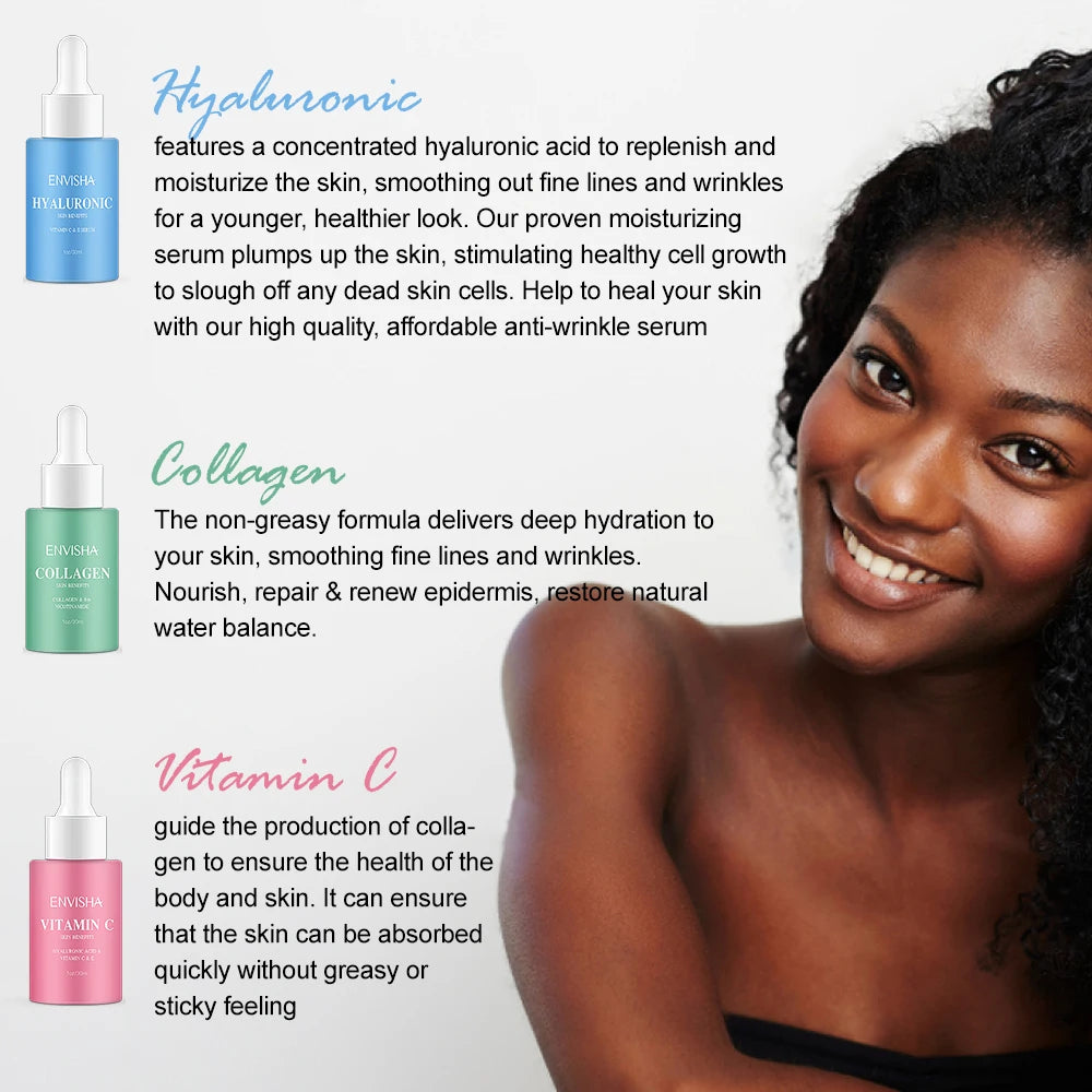 Skin Care Set Facial Serum Collagen Hyaluronic Acid Vitamin Anti-aging Wrinkle Whitening Moisturizing Remove Acne Face Essence