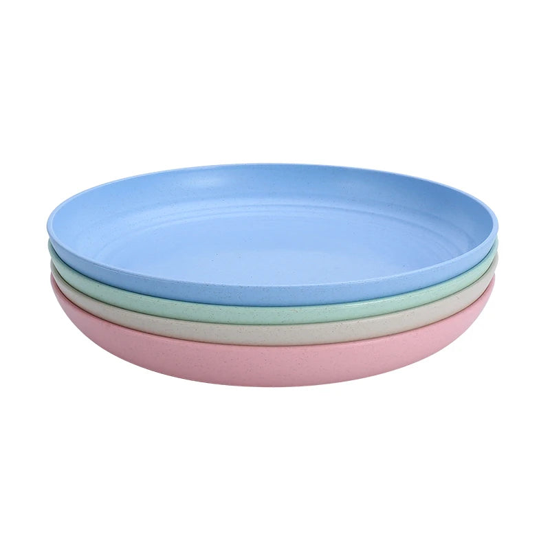 4Pcs Dinner Plate Set Wheat Straw Eco Friendly BPA Free Biodegradable Picnic Fruit Snack Plate Bone Dishes Kitchen Accessories