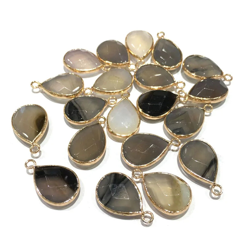Natural Stone Pendant Water Drop Shape Faceted Mix Color Exquisite Charms For Jewelry Making DIY Bracelet Necklace Accessories