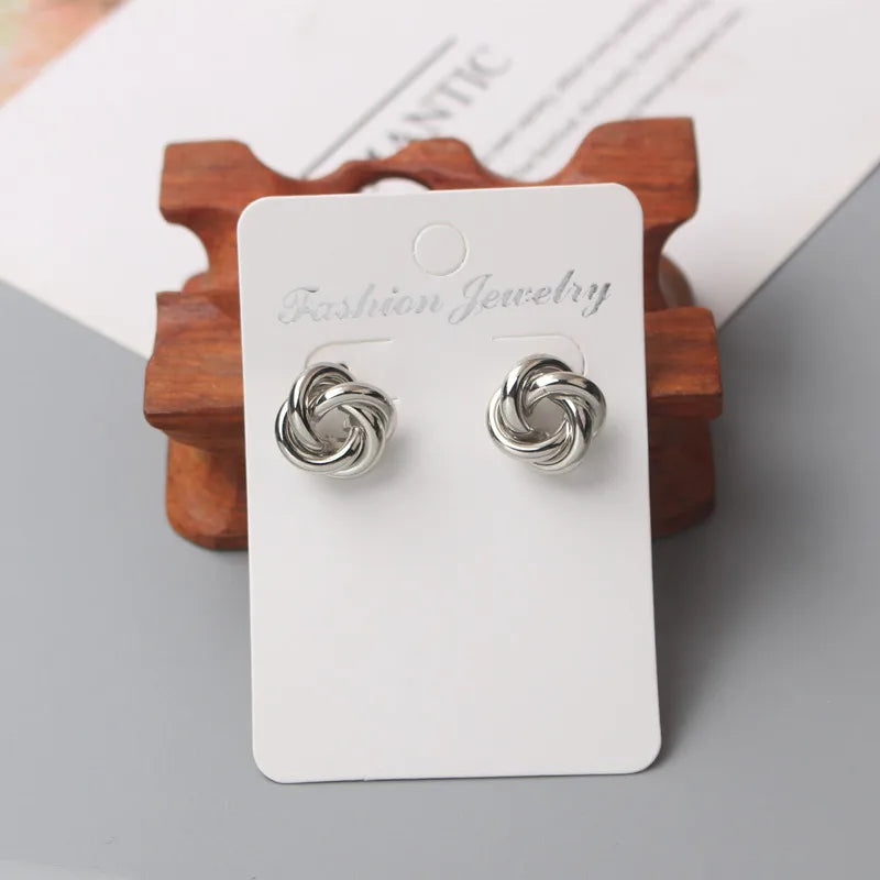 Tiny Metal Stud Earrings For Women'S Gold Color Twist Round Earrings Small Unusual Earrings Boucles D'Oreilles Fashion Jewelry