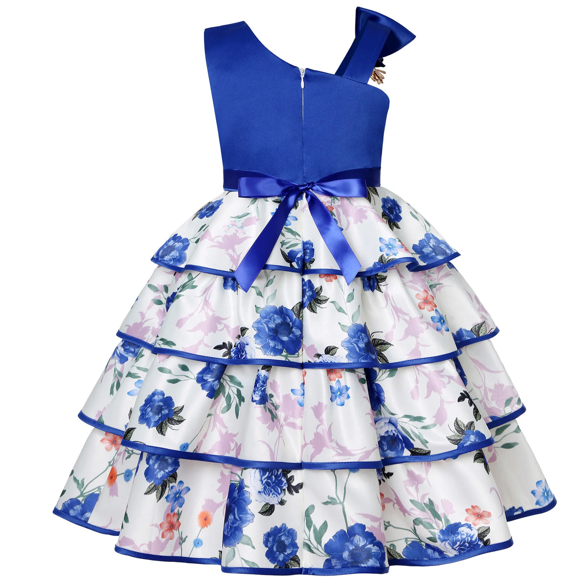 HETISO Floral Girl Dress Flower Printed Layered Princess Dresses for Girls Party Wedding Summer Dress Children's Clothing 6 8 10