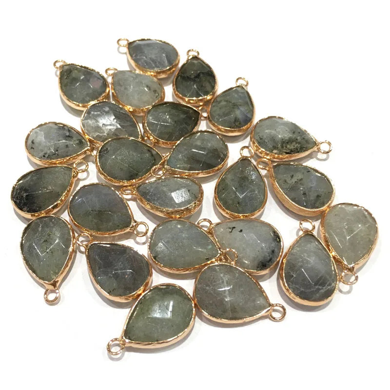Natural Stone Pendant Water Drop Shape Faceted Mix Color Exquisite Charms For Jewelry Making DIY Bracelet Necklace Accessories
