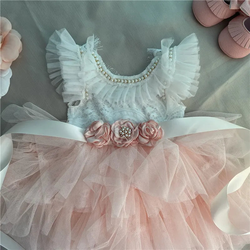 Elegant Little Girls Lolita Dress for Christmas Toddler Boho Chic Birthday Party Costume+ Blet 2pcs Outfit Set Wedding Clothing