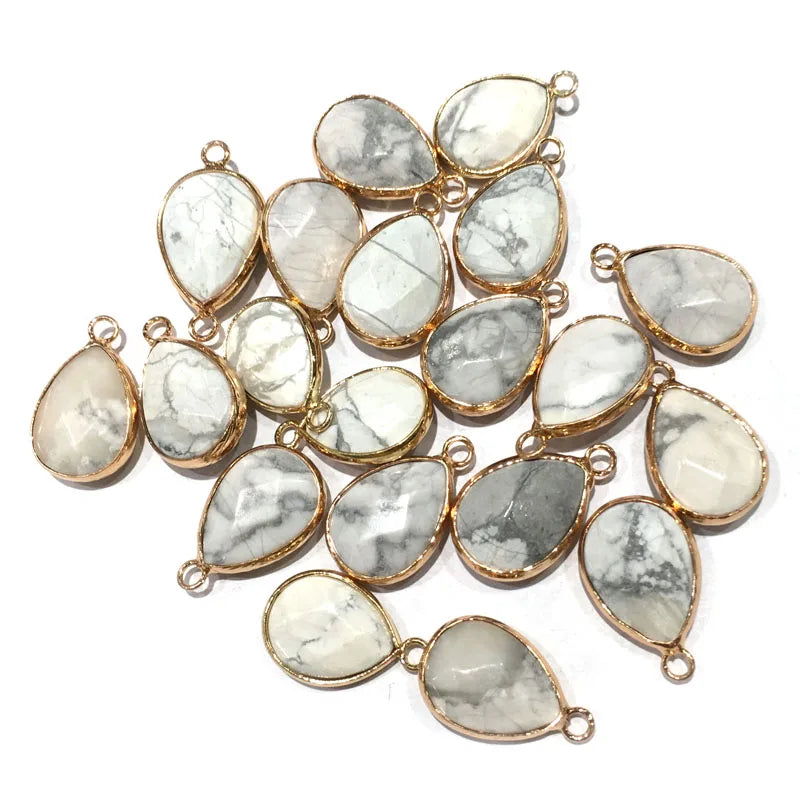 Natural Stone Pendant Water Drop Shape Faceted Mix Color Exquisite Charms For Jewelry Making DIY Bracelet Necklace Accessories