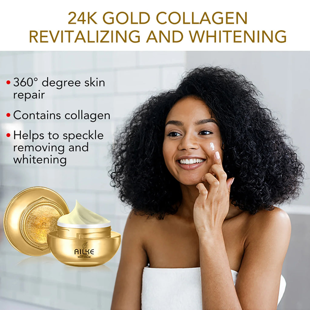 AILKE 24K Gold Collagen Whitening Skin Care Set - Anti-Aging