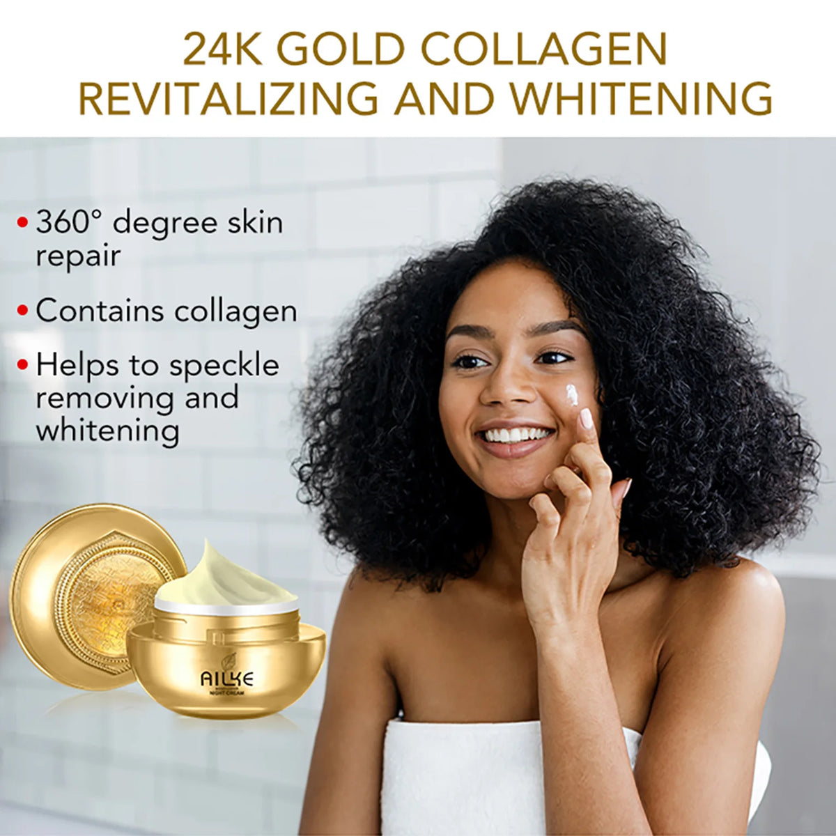 AILKE 24K Gold Collagen Whitening Skin Care Set - Anti-Aging