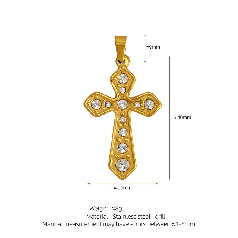 Trendy Diy 316L 18K Stainless Steel Luxury Customize Zircon Cross Charms Pendant Accessories For Jewelry Making