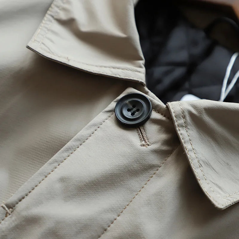 Men Clothing 2026 Waterproof and Tear-resistant Autumn Winter Japanese Style Quilted Warm Men's Mid-length Trench Coat