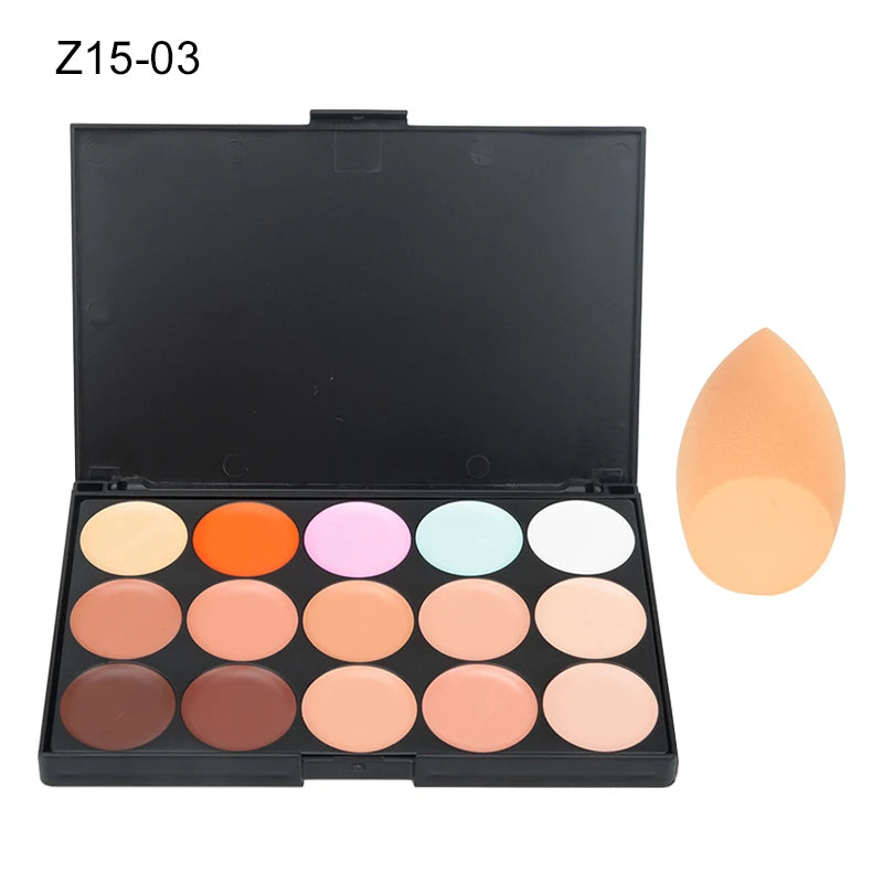 Paleta de correctores de 15 colores, camuflaje, crema, contorno, kit de maquillaje profesional para todos los tonos de piel