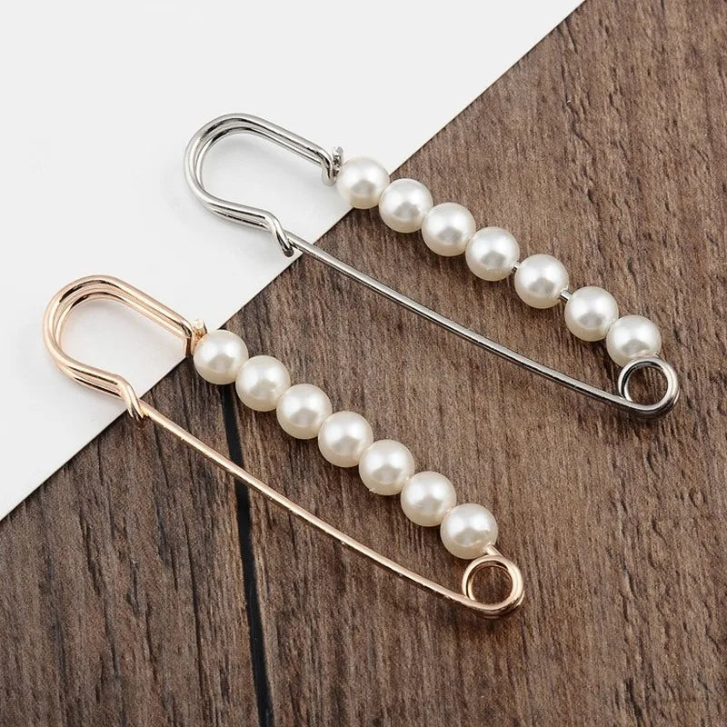 European And American Jewelry Pearl Brooch Big Pin  Silk Scarf Buckle Clothing Boutonniere