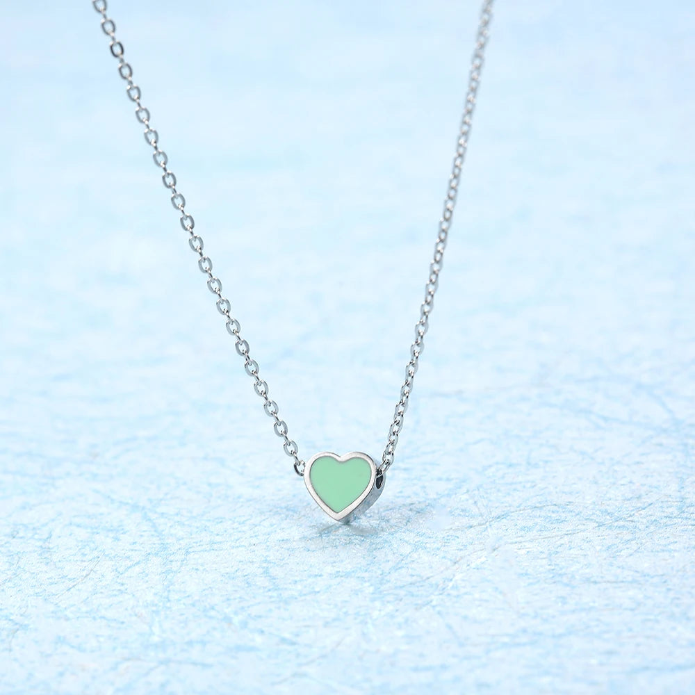 Female 316L Stainless Steel Necklace for Women Color Love Heart Pendant Necklace Heart Charm Necklace Fashion Jewelry Gifts