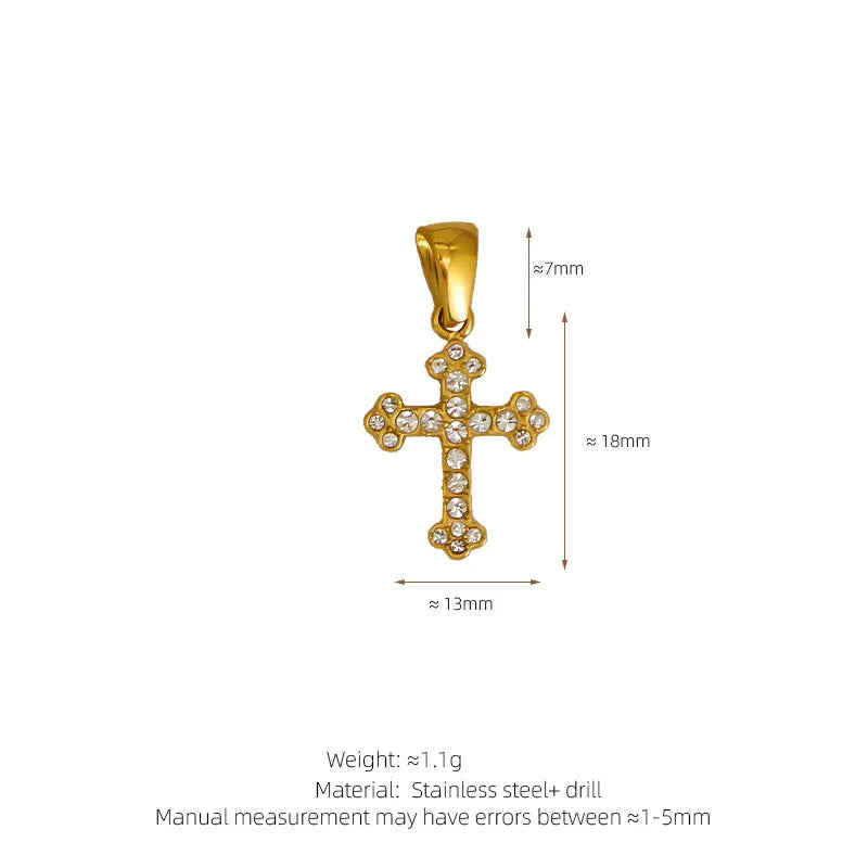 Trendy Diy 316L 18K Stainless Steel Luxury Customize Zircon Cross Charms Pendant Accessories For Jewelry Making