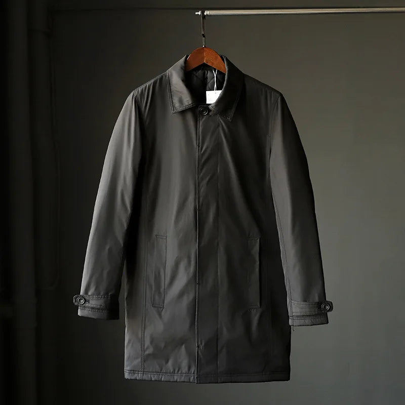 Men Clothing 2026 Waterproof and Tear-resistant Autumn Winter Japanese Style Quilted Warm Men's Mid-length Trench Coat
