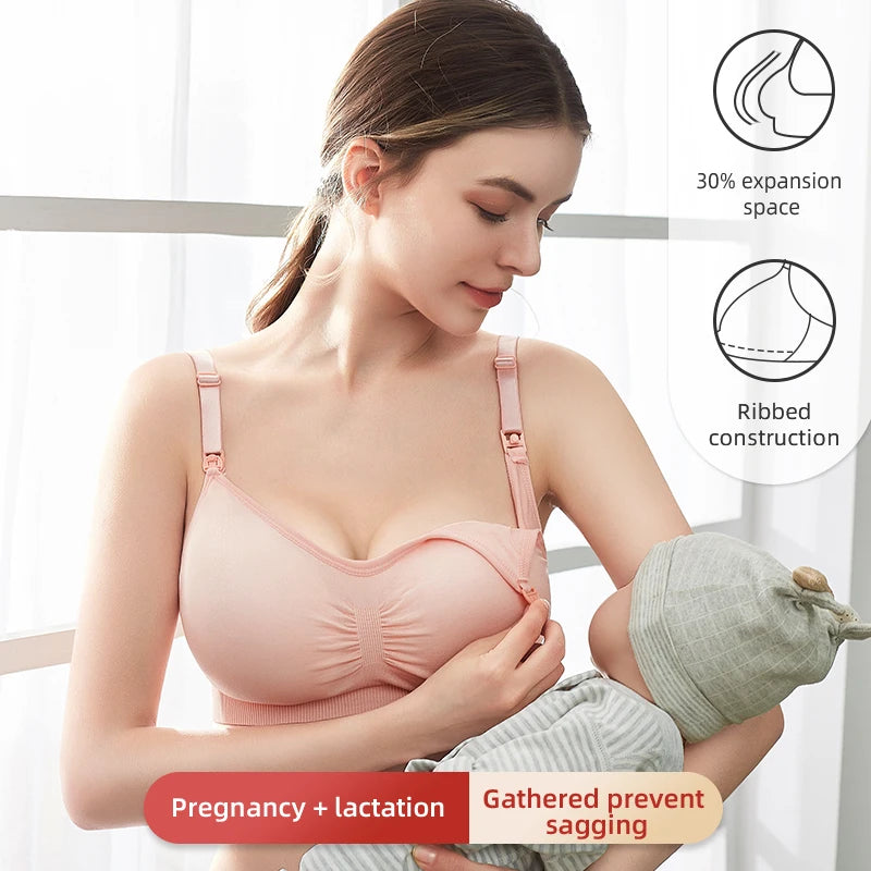 High Quality Plus Size Nursing Bra Breathable Women'S Breastfeeding Underwear Seamless Maternity Bra Push Up