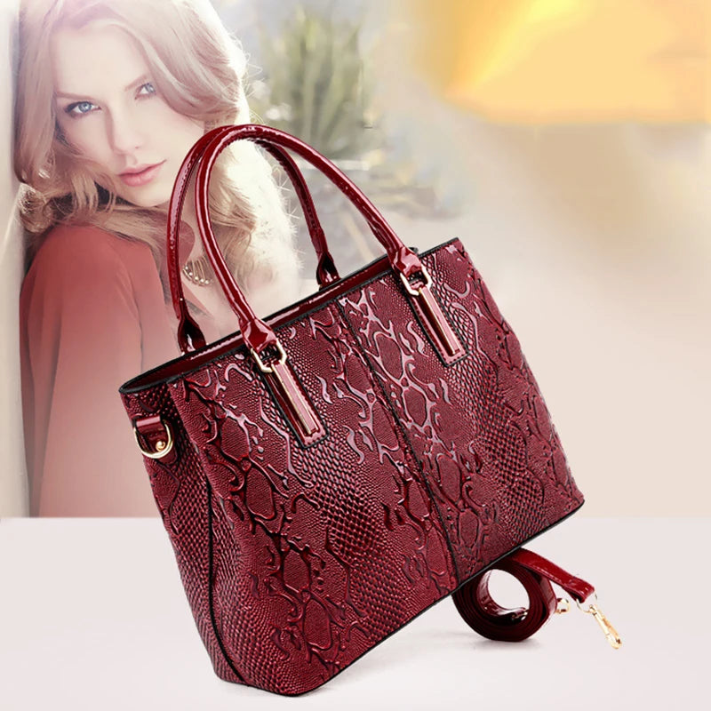 Luxury New Large Capacity Women Bag PU Leather Ladies Handbags  and Purse Fashion Shiny Girls Shoulder Messenger Bag Female Tote