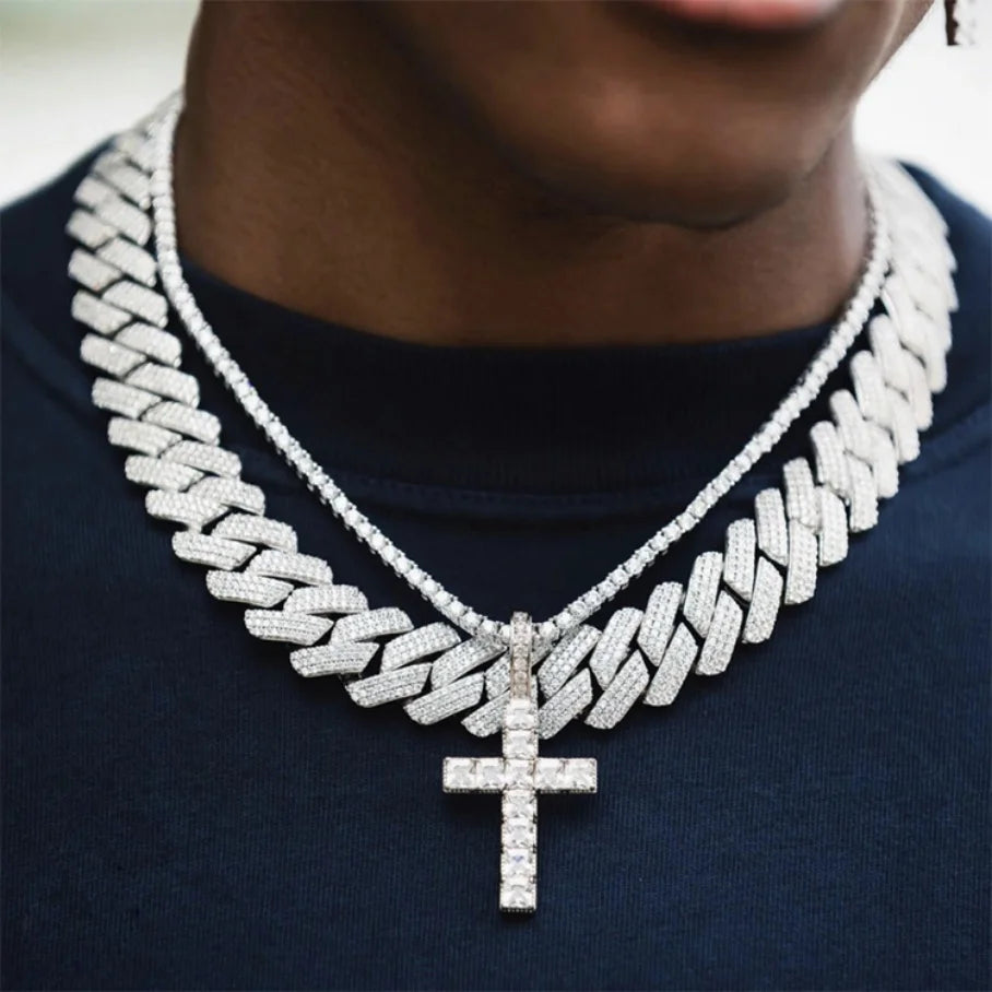 Yu Ying Rts Moissanite Cross Pendant Jewelry 2Mm-5Mm 925 Silver Hip Hop Pendant For Men Women'S Vvs Moissanite Cross Pendant