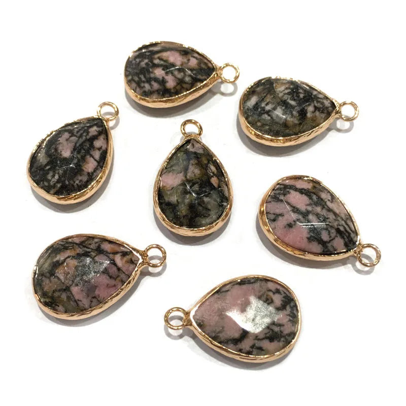Natural Stone Pendant Water Drop Shape Faceted Mix Color Exquisite Charms For Jewelry Making DIY Bracelet Necklace Accessories