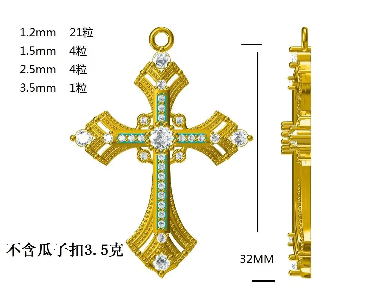 Fashion Christian 18k Gold Plated Zinc Alloy Virgin Mary Cross Pendant Necklace with Link Chain for Unisex