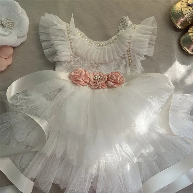 Elegant Little Girls Lolita Dress for Christmas Toddler Boho Chic Birthday Party Costume+ Blet 2pcs Outfit Set Wedding Clothing