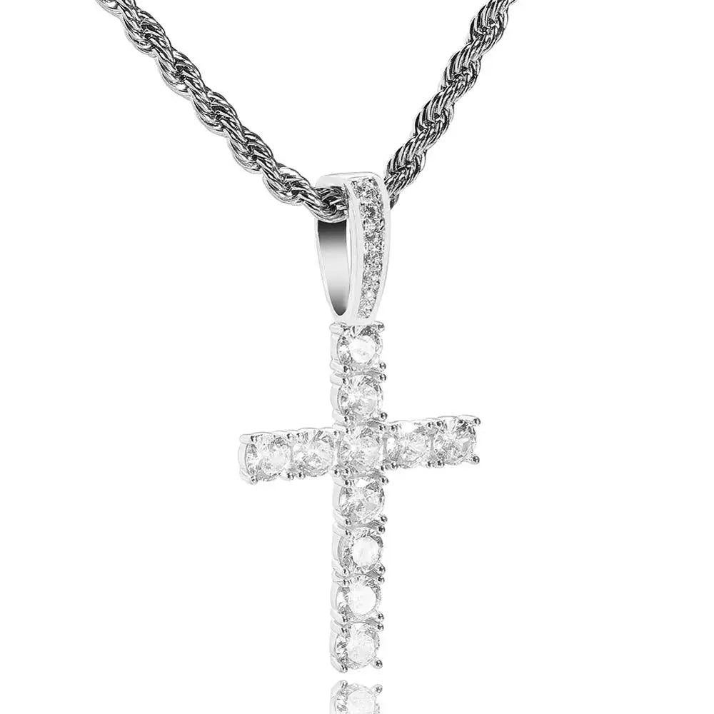 Topgrillz Men Women'S Aaa Zircon Micro Cross Pendant Necklace Authentic 100% 925 Sterling Silver Cz Hip Hop Jewelry For