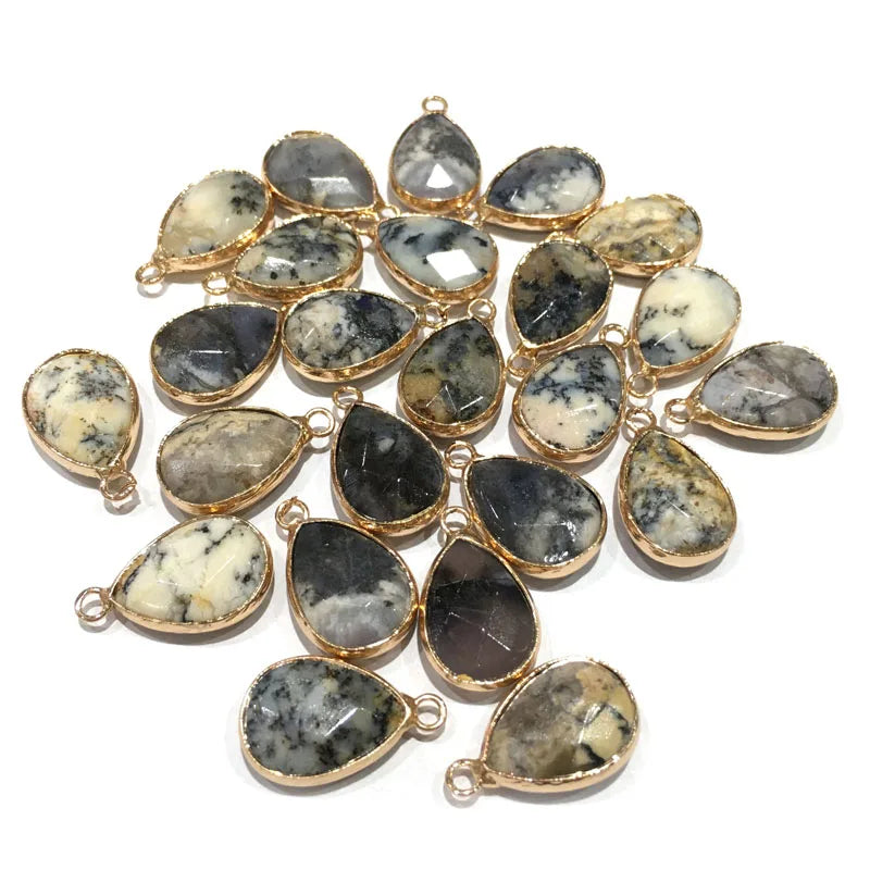 Natural Stone Pendant Water Drop Shape Faceted Mix Color Exquisite Charms For Jewelry Making DIY Bracelet Necklace Accessories