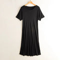 Knitted Silk Dress Solid Color Large Medium Long Mulberry Silk Short Sleeve Round Neck Bottomed Skirt