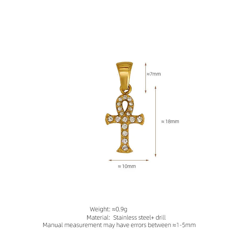 Trendy Diy 316L 18K Stainless Steel Luxury Customize Zircon Cross Charms Pendant Accessories For Jewelry Making