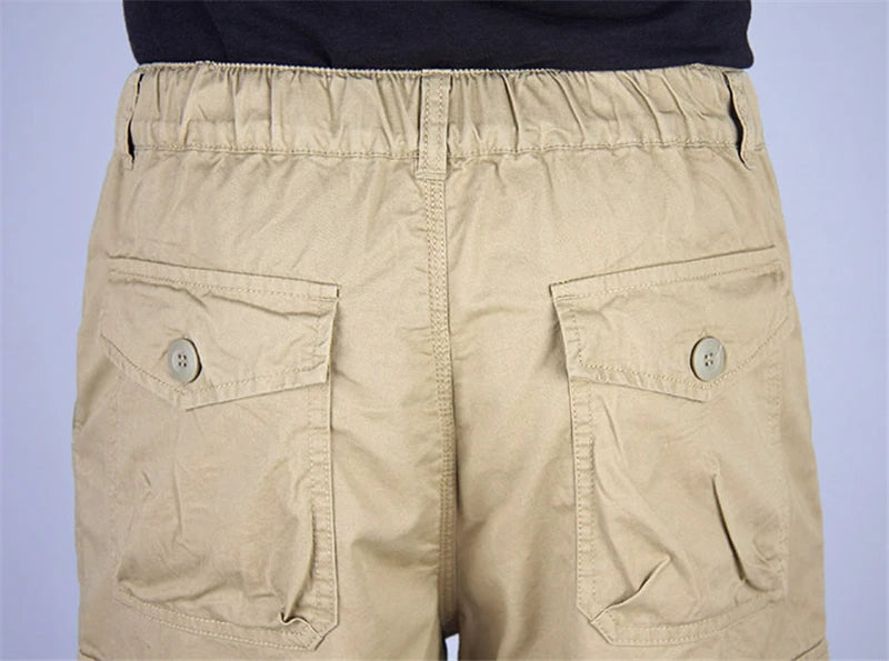 Long Length Cargo Shorts Men Summer Multi-Pocket Casual Cotton Elastic Capri Pants Men Military Tactical Short Hot Breeches  5XL