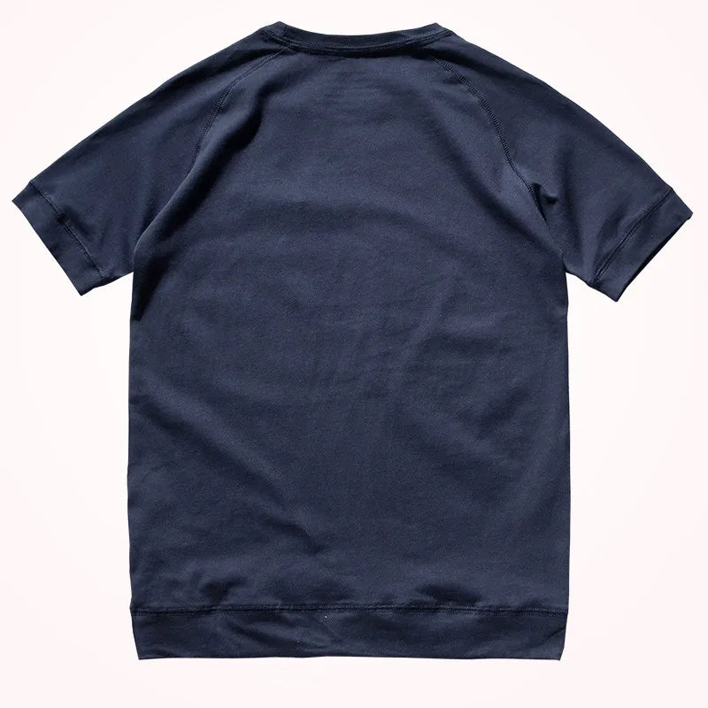 2025 Summer New Raglan Sleeve Solid Color T-shirt Men's Fashion Short-sleeved Round Neck 100% Cotton Washed Bottoming Tops