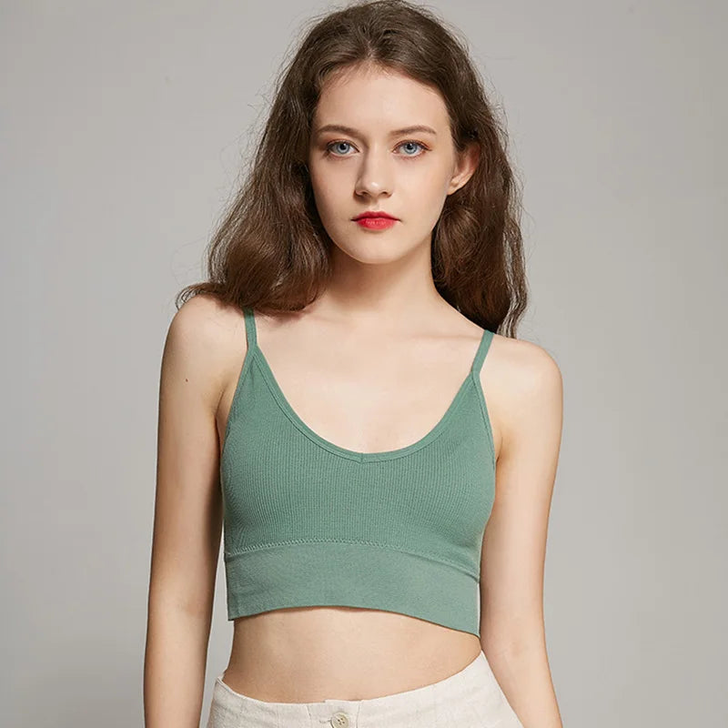 Women's Crop Top Ribbed Tube Top U-Back Comfort Bra Streetwear Camis Sexy Lingerie Seamless Underwear Sports Tank Bralette M-XL