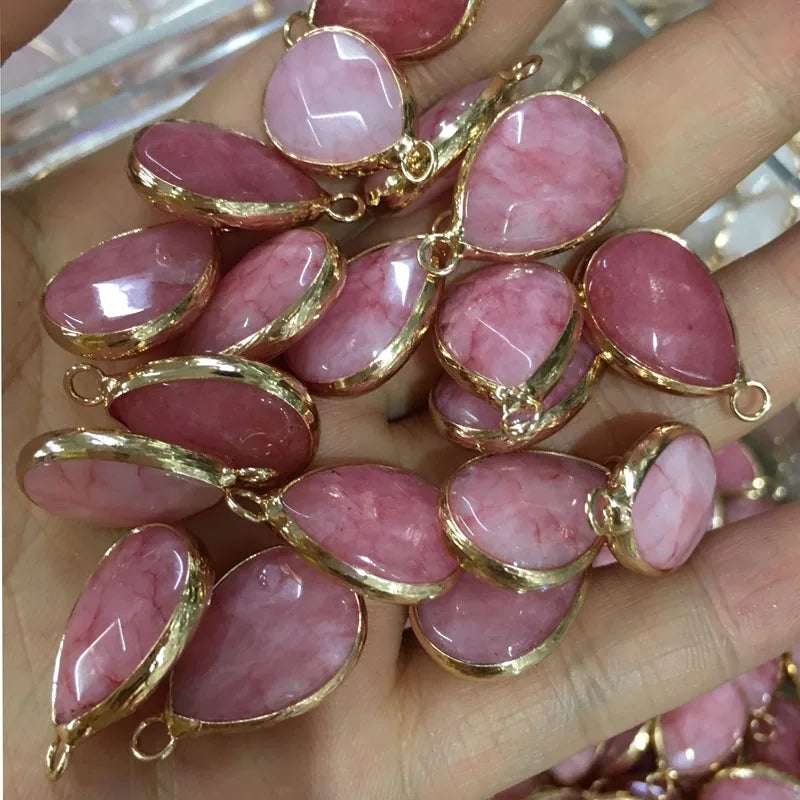 Natural Stone Pendant Water Drop Shape Faceted Mix Color Exquisite Charms For Jewelry Making DIY Bracelet Necklace Accessories