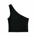 One Shoulder Cropped Tanks Top Women Summer Sleeveless Tanks Camis Sexy Oblique Collar Elastic Corset Slim Crop Tops Tube Lady