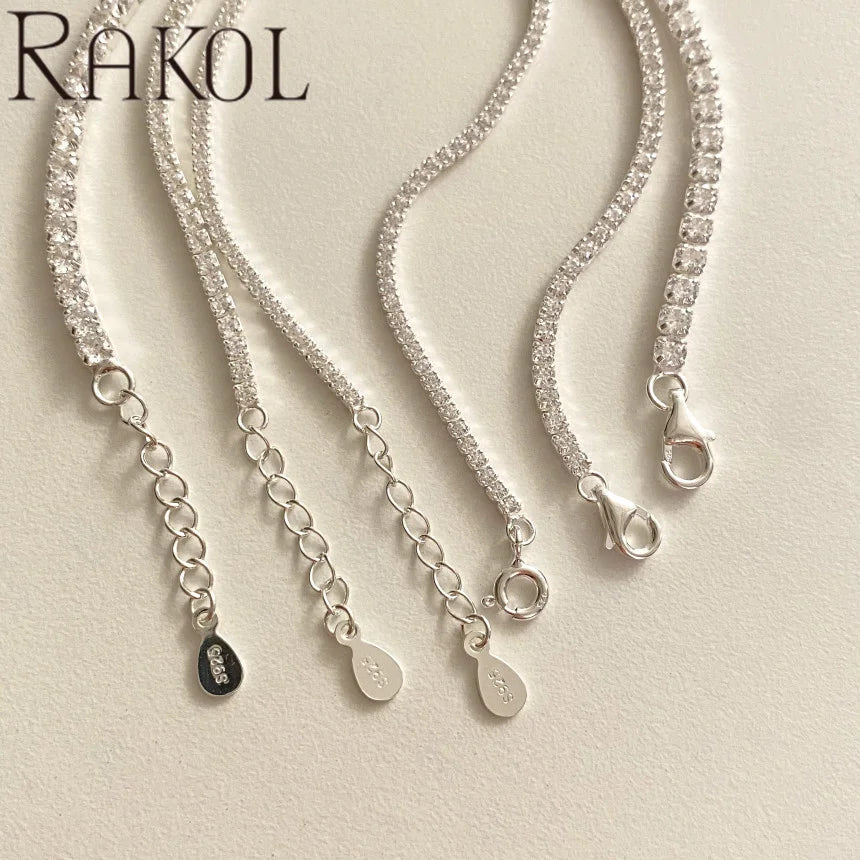 Rakol A356 Minimalist Ins Style S925 Sterling Silver Full Inlaid Square Zircon Tennis Bracelet