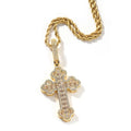 New Fashion Pvd Gold Plated Iced Out Bling 5A Cross Pendant Necklace Twisted Singapore Chain Hip Hop Jewelry For Men