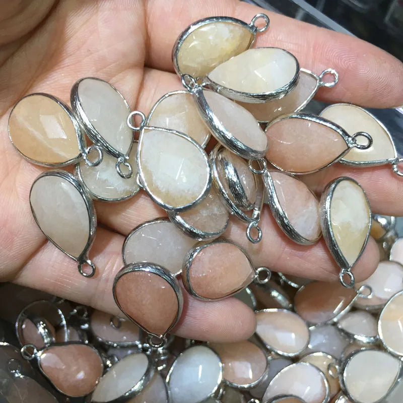 Natural Stone Pendant Water Drop Shape Faceted Mix Color Exquisite Charms For Jewelry Making DIY Bracelet Necklace Accessories