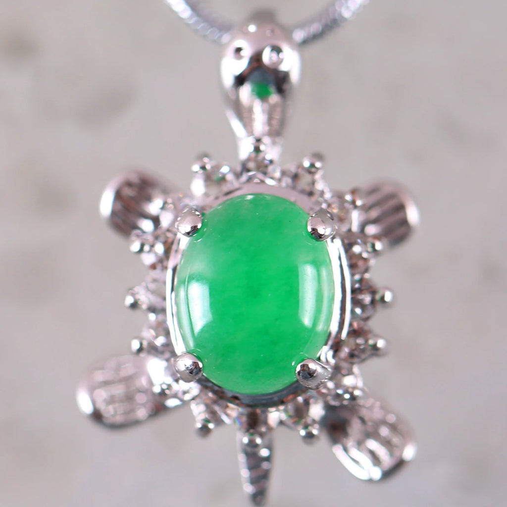 Women Pendat Natural Stone Green Jades Four Leat Clover Animal Frog Sea Turtle Gem Cross Bead Necklace Pendant