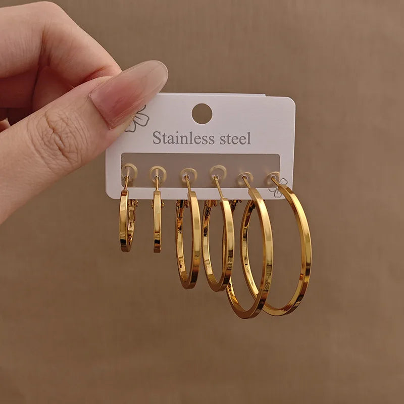 Trendy Gold-Plated High-End Stainless Steel Heart-Shape Five Pointed Star Earrings Large And Cute Colorfast Earrings