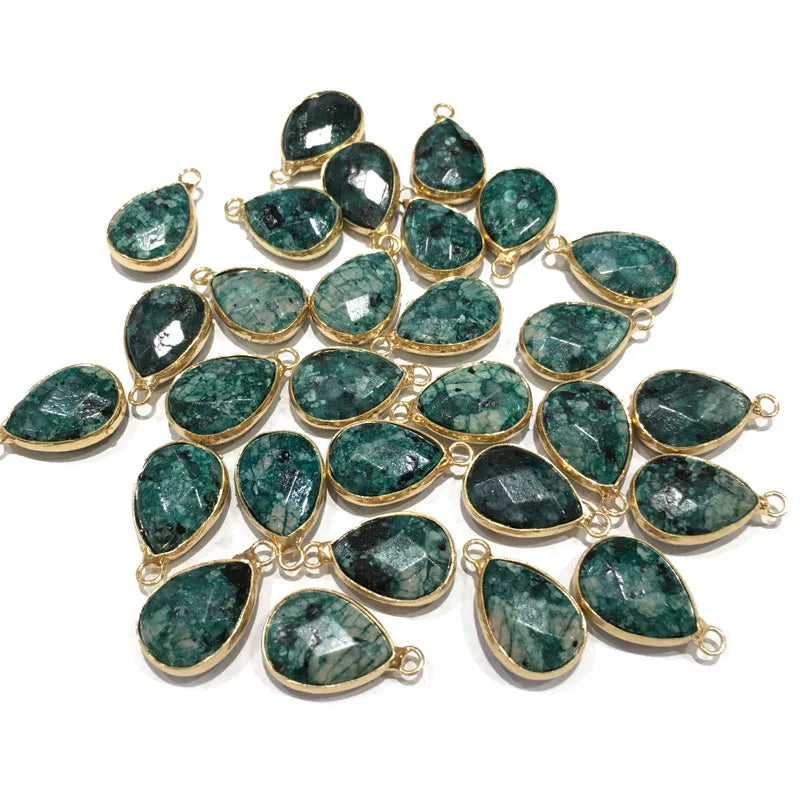 Natural Stone Pendant Water Drop Shape Faceted Mix Color Exquisite Charms For Jewelry Making DIY Bracelet Necklace Accessories