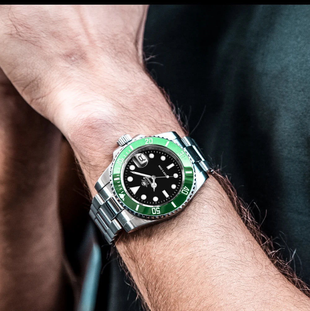ADDIESDIVE stainless steel watch men's European and American business casual quartz watch 200m waterproof outdoor analog watches