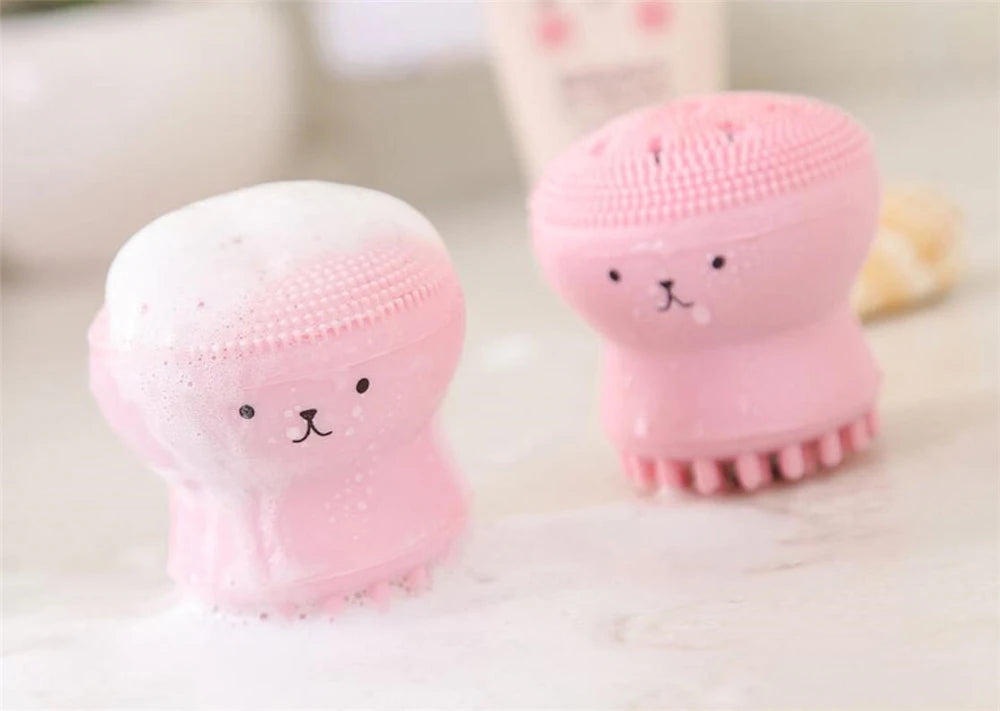 1 piece Cute Octopus Shape Soft Silicone Cleaning Makeup Brush Deep Pore Washing Face Brush Tool Non - toxic Portable Durable