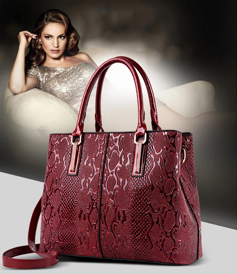Luxury New Large Capacity Women Bag PU Leather Ladies Handbags  and Purse Fashion Shiny Girls Shoulder Messenger Bag Female Tote