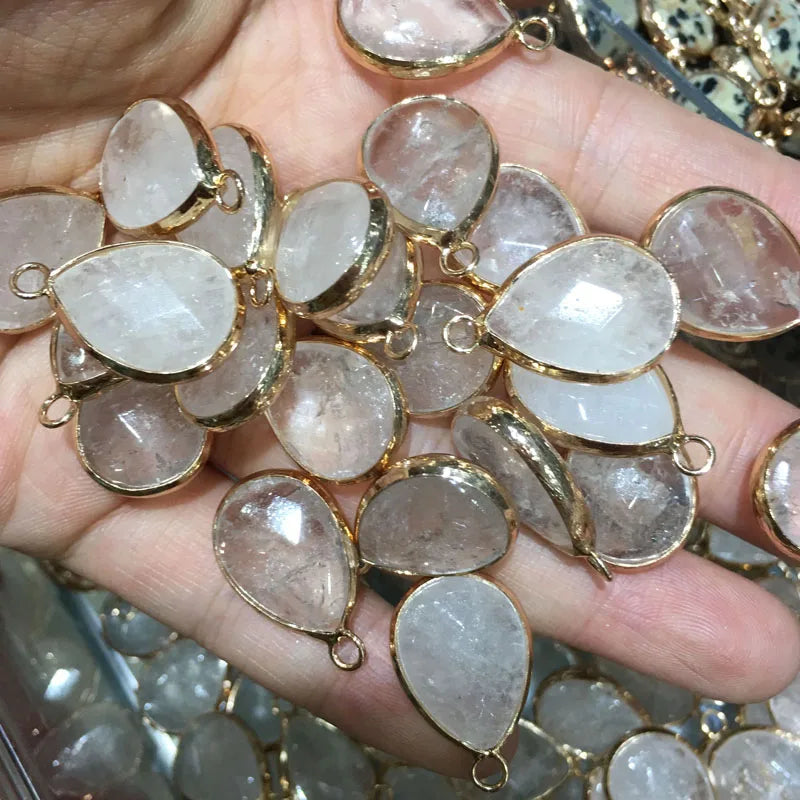 Natural Stone Pendant Water Drop Shape Faceted Mix Color Exquisite Charms For Jewelry Making DIY Bracelet Necklace Accessories