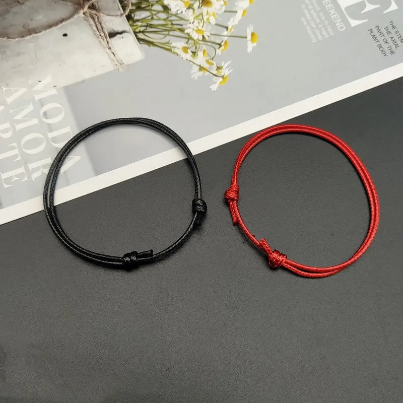Juego de 2 Pulseras de Pareja Cruzadas, Hechas a Mano, Dijes de Colores Modernos, Blanco y Negro, Regalo Para Enamorados y Amigos