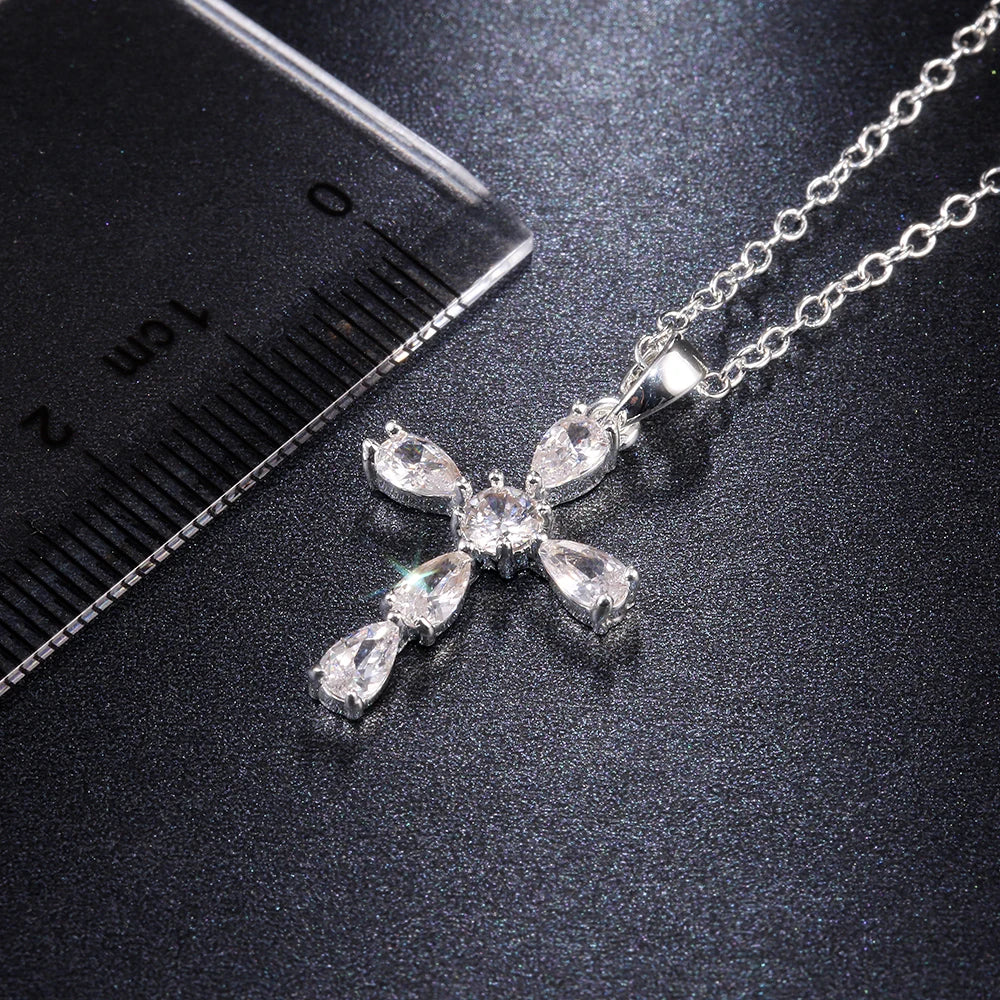 Collar cruzado estético Caoshi para mujer, dije de circonita, joyería brillante personalizada, regalo