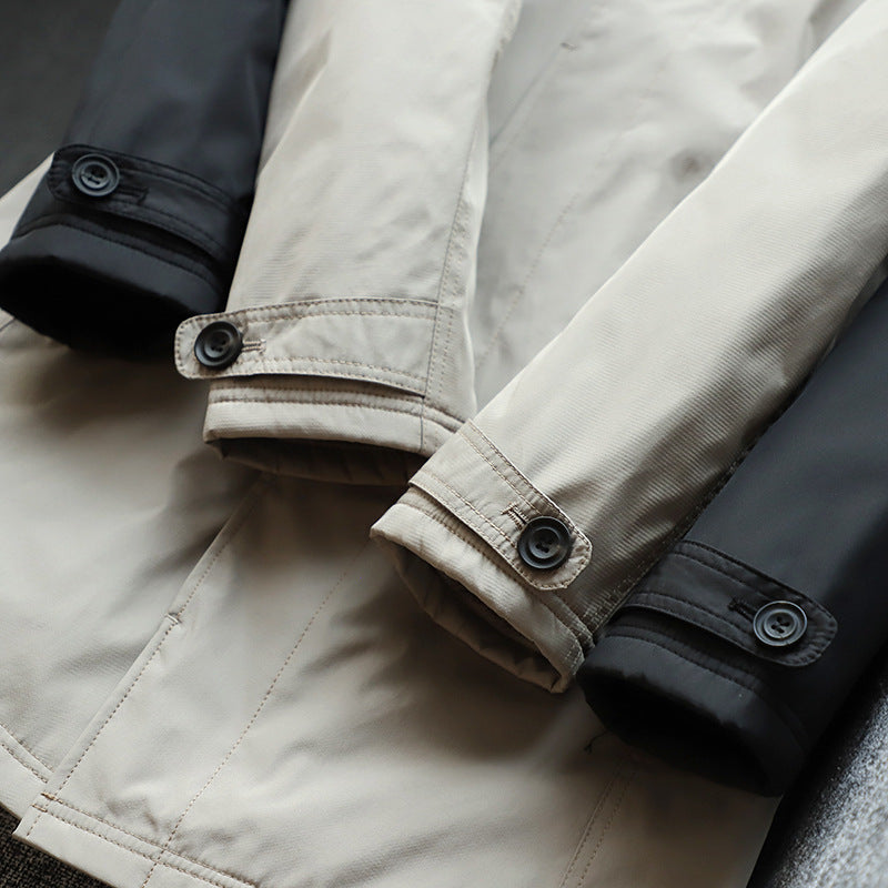 Men Clothing 2026 Waterproof and Tear-resistant Autumn Winter Japanese Style Quilted Warm Men's Mid-length Trench Coat