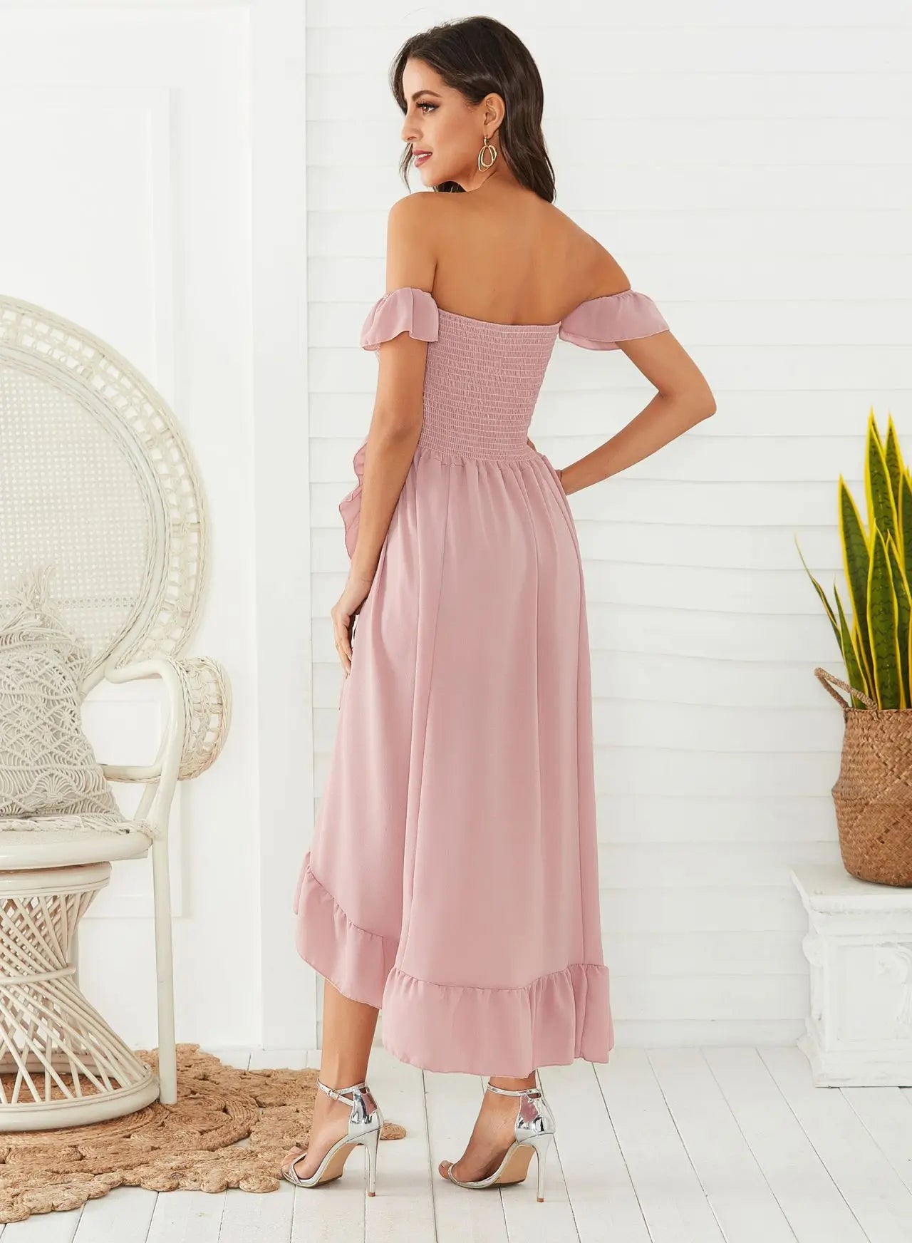 Mother and Daughter Matching Dress 2021 Summer Family Clothes Off Shoulder Short Sleeve Ruffle Dress Mommy and Me Dress Outfits